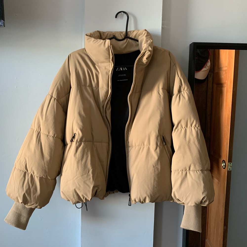 Zara beige puffer jacket